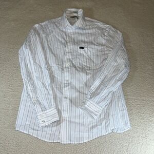 Vintage Faconnable Men's M Cotton Pinstripe Shirt Multicolor Hong Kong